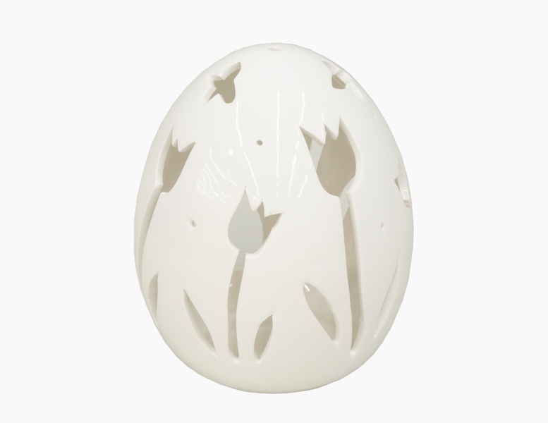 ceramiczny ażurowy świecznik w kształcie jaja
