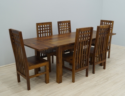 Kolonialny komplet obiadowy: stół rozkładany + 6 krzeseł