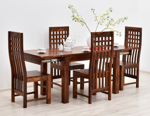 Kolonialny komplet obiadowy z litego drewna stół + 4 krzesła