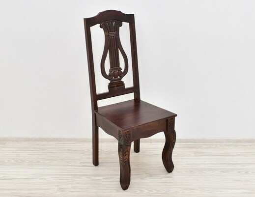 Krzesło kolonialne z litego drewna palisandru indyjskiego rzeźbione
