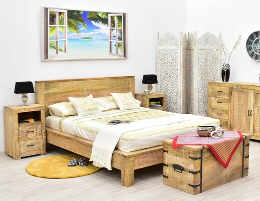 Łóżko kolonialne lite drewno mango Loft 160x200 cm