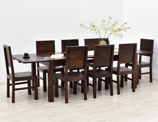Komplet obiadowy: stół rozkładany + 8 krzeseł lite drewno palisander