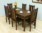 Indyjski drewniany komplet obiadowy  stół + 6 krzeseł