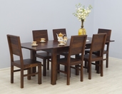 Indyjski drewniany komplet obiadowy stół + 6 krzeseł