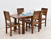Indyjski drewniany komplet obiadowy stół rozkładany + 4 krzesła