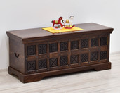 Drewniany kufer kolonialny indyjski ręcznie rzeźbiony akacja indyjska