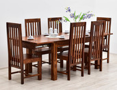 Kolonialny drewniany komplet obiadowy stół + 6 krzeseł