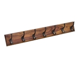 Wieszak kolonialny ścienny lite drewno palisander indyjski 7 haków jasny brąz