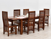 Drewniany kolonialny komplet obiadowy stół + 6 krzeseł