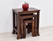 Stoliki kolonialne lite drewno palisander komplet 3 sztuki: mały, średni, duży