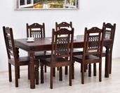 Drewniany komplet obiadowy stół + 6 krzeseł palisander metaloplastyka