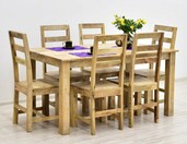 Kolonialny indyjski komplet obiadowy loft: stół + 6 krzeseł lite drewno mango