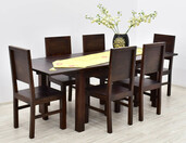 Komplet obiadowy: stół rozkładany + 6 krzeseł lite drewno palisander