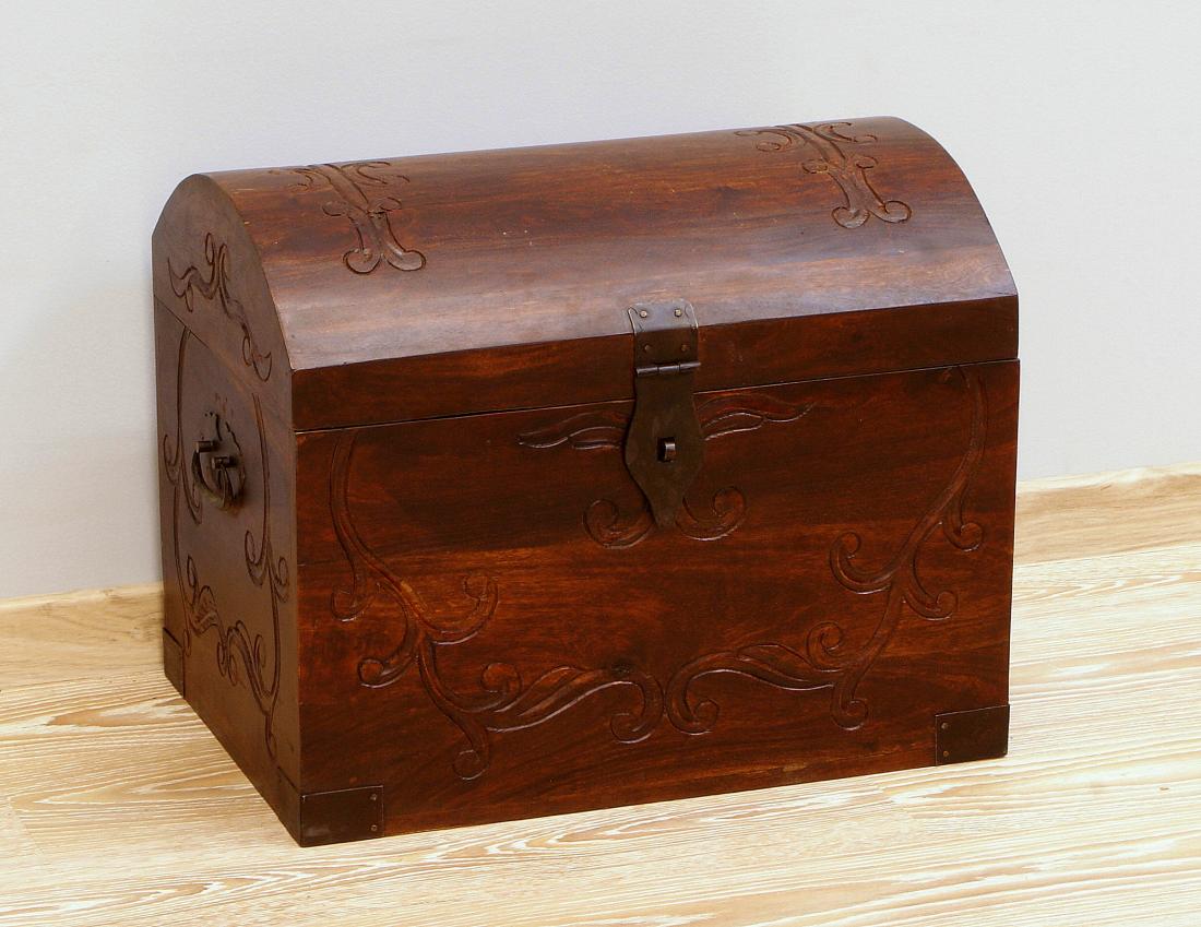 Kufer kolonialny pirat z palisandru indyjskiego