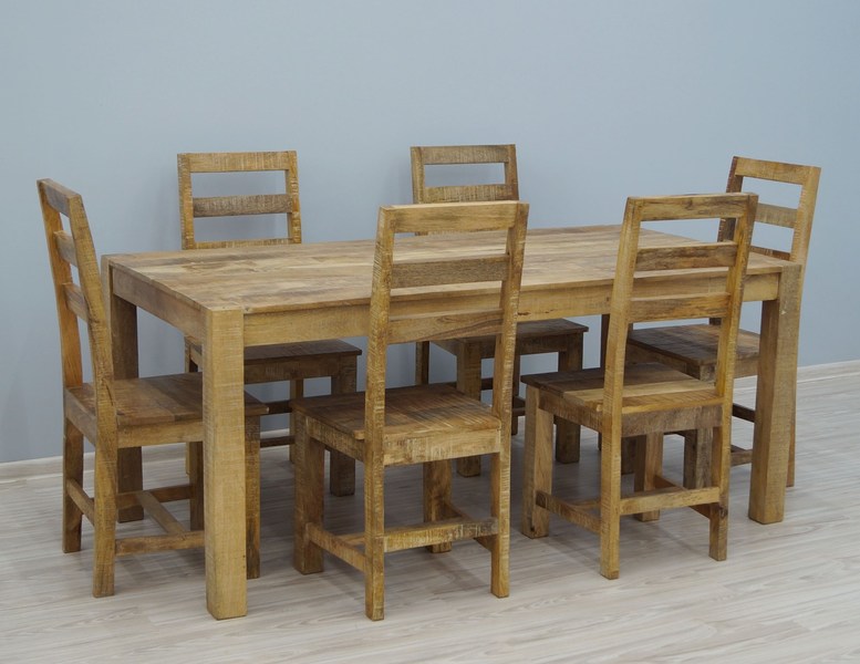kolonialne stół i krzesła z litego drewna mango